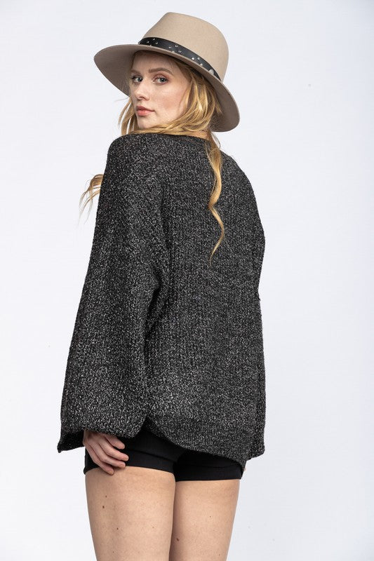 Oversized Sweater with Shimmer - Black