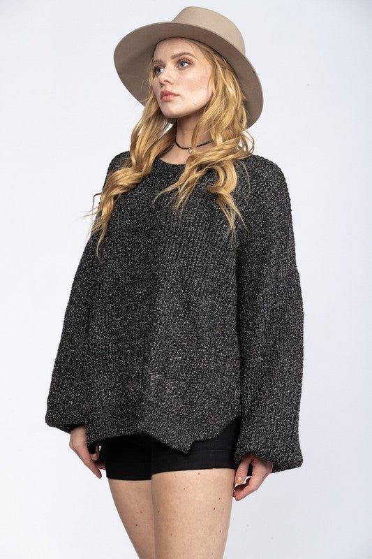 Oversized Sweater with Shimmer - Black