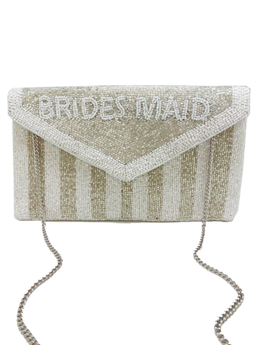 BRIDESMAID Stripe Beaded Clutch