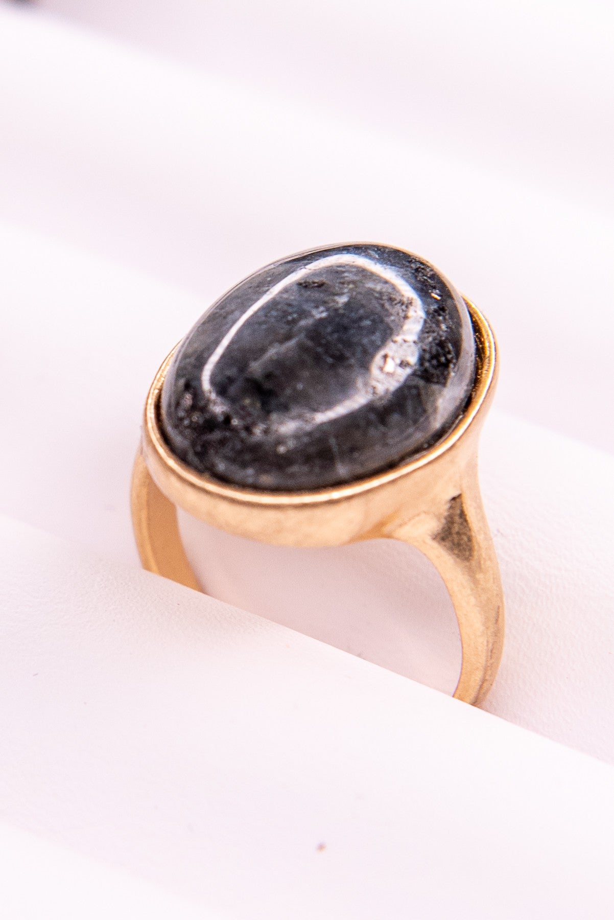 Esme Stone Ring - Black/Grey