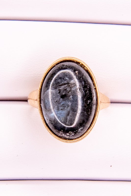 Esme Stone Ring - Black/Grey