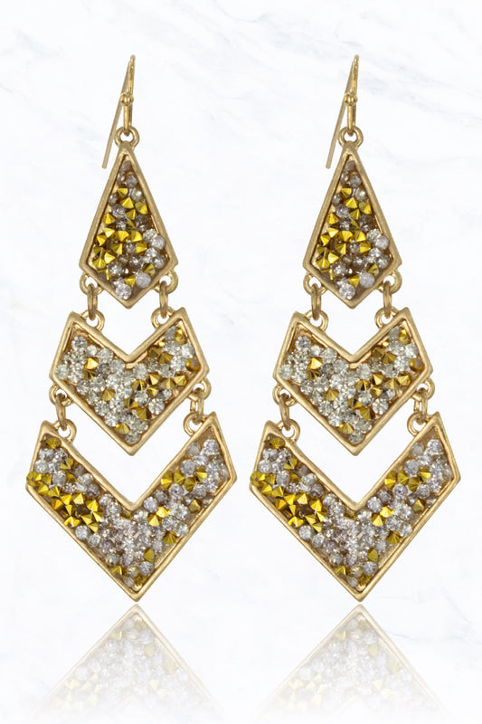 Diamond Shape Metal Earrings - Gold