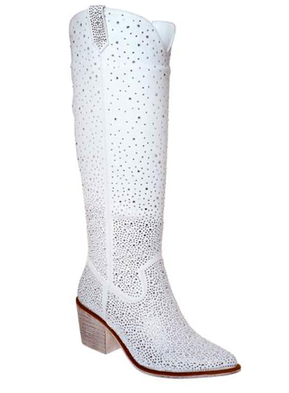 Tall Bling Boots - White