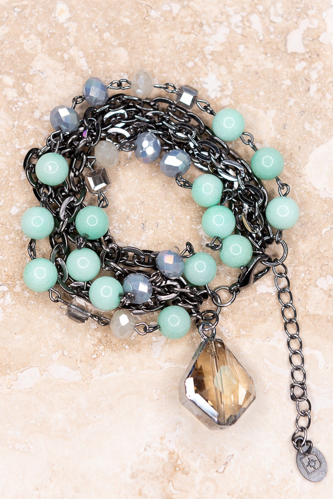 Darla Layered Stone Bracelet - Light Blue