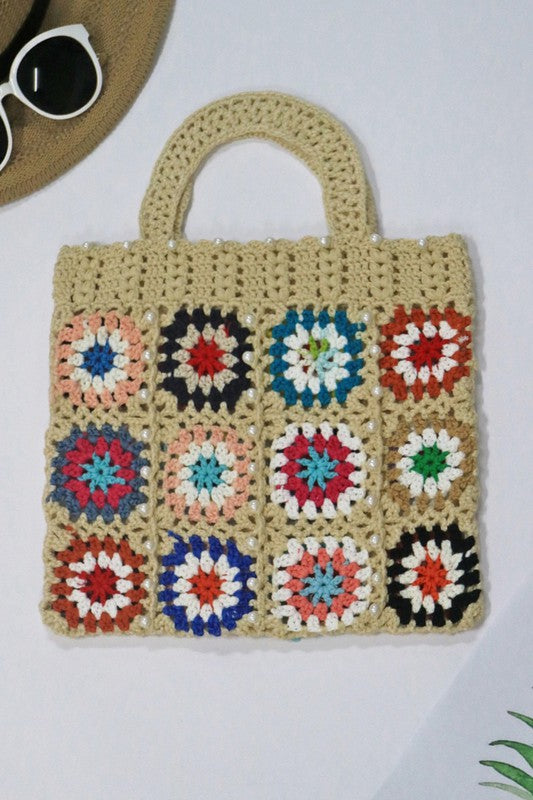 Handmade Crochet Mini Tote Bag - Natural