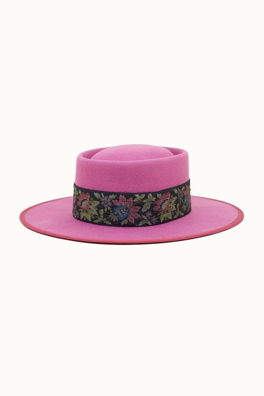 Olive & Pique Wool Felt Gambler Hat - Pink
