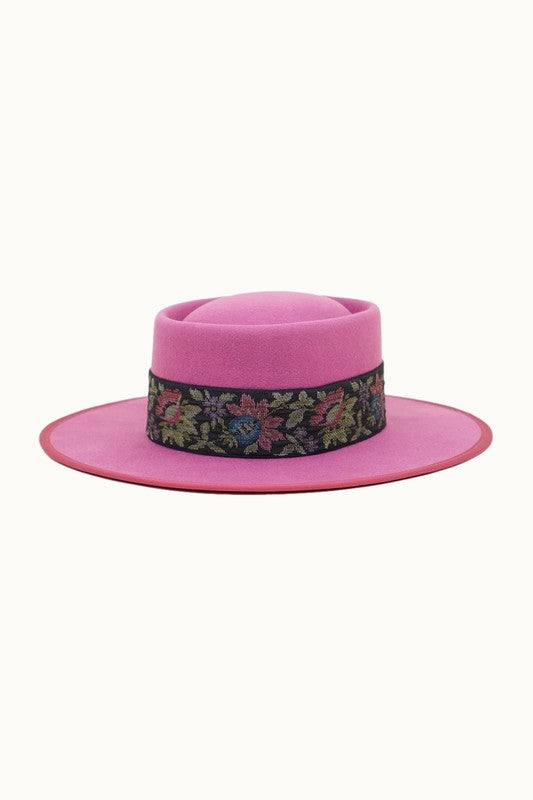 Olive & Pique Wool Felt Gambler Hat - Pink