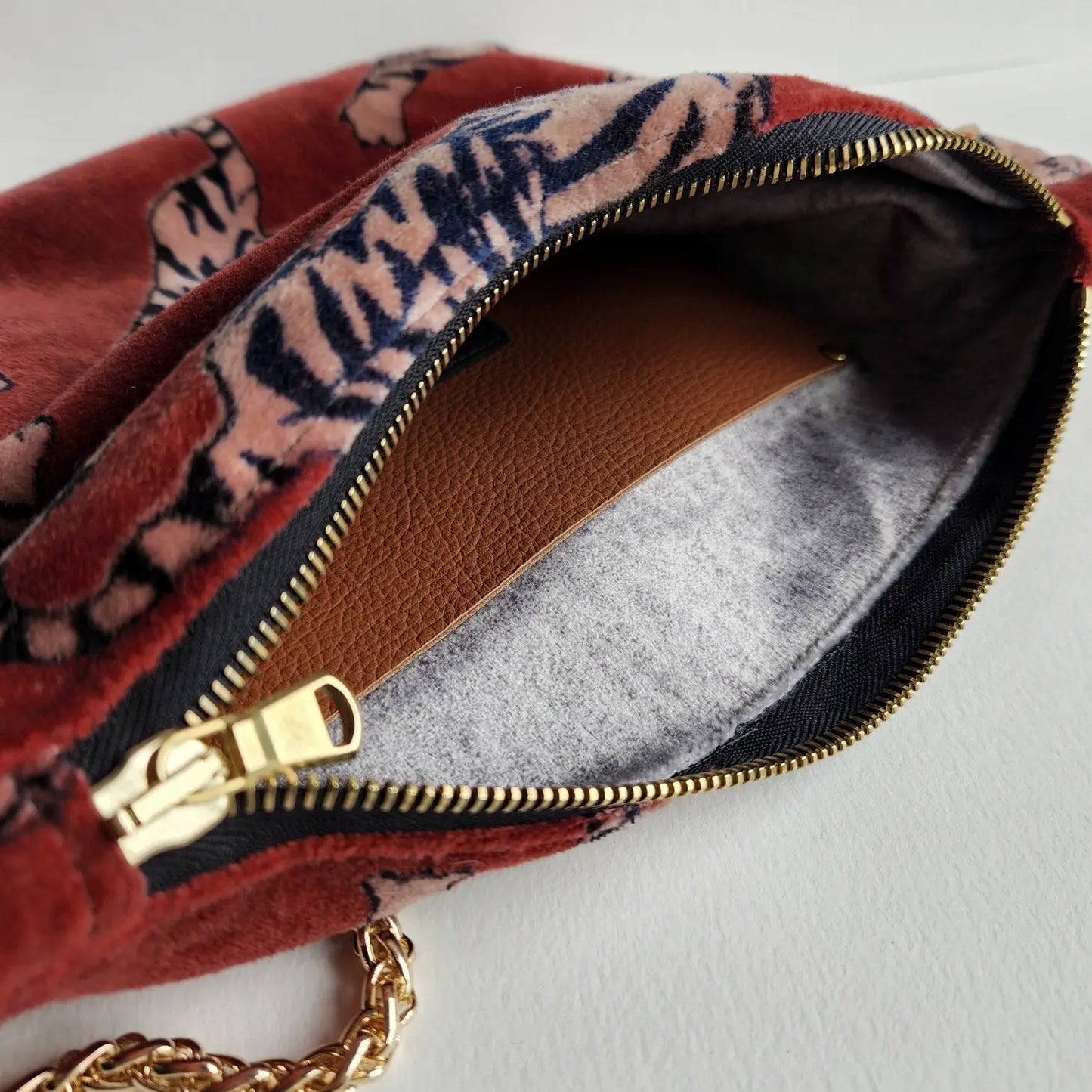 Ruby Velvet Tiger Crossbody Bag