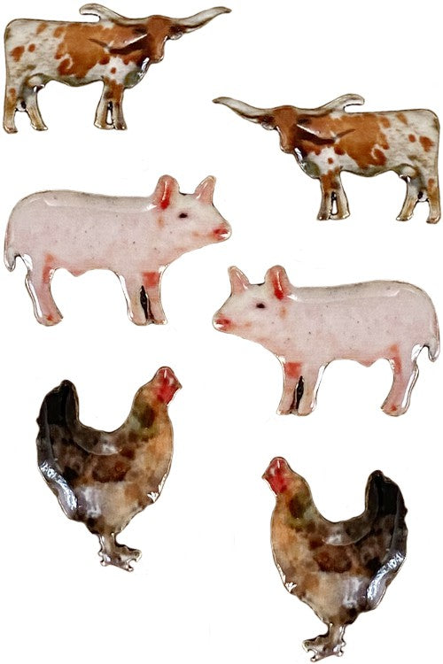 Farm Animal Epoxy Stud Earrings