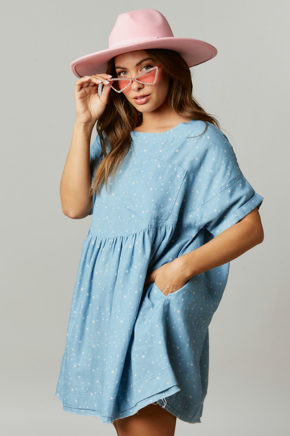 Starry Babydoll Mini Dress