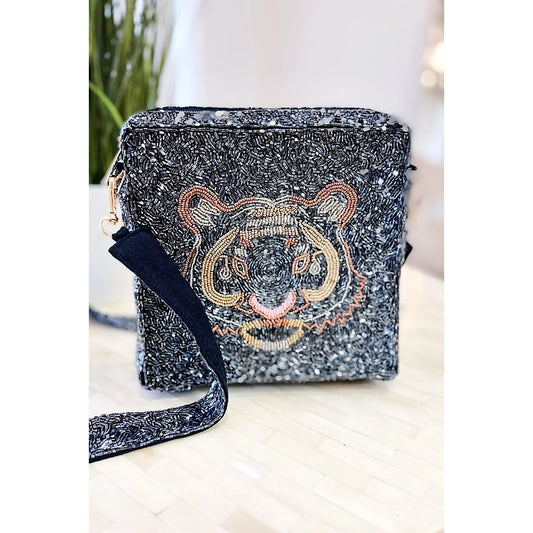 Tiger Beaded Crossbody Bag