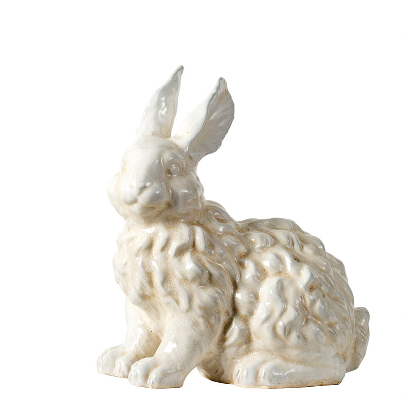 Glossy Crackled Ceramic Rabbit Sitting