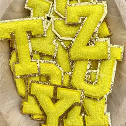 Yellow Chenille Patch Alphabet Letters - Iron On