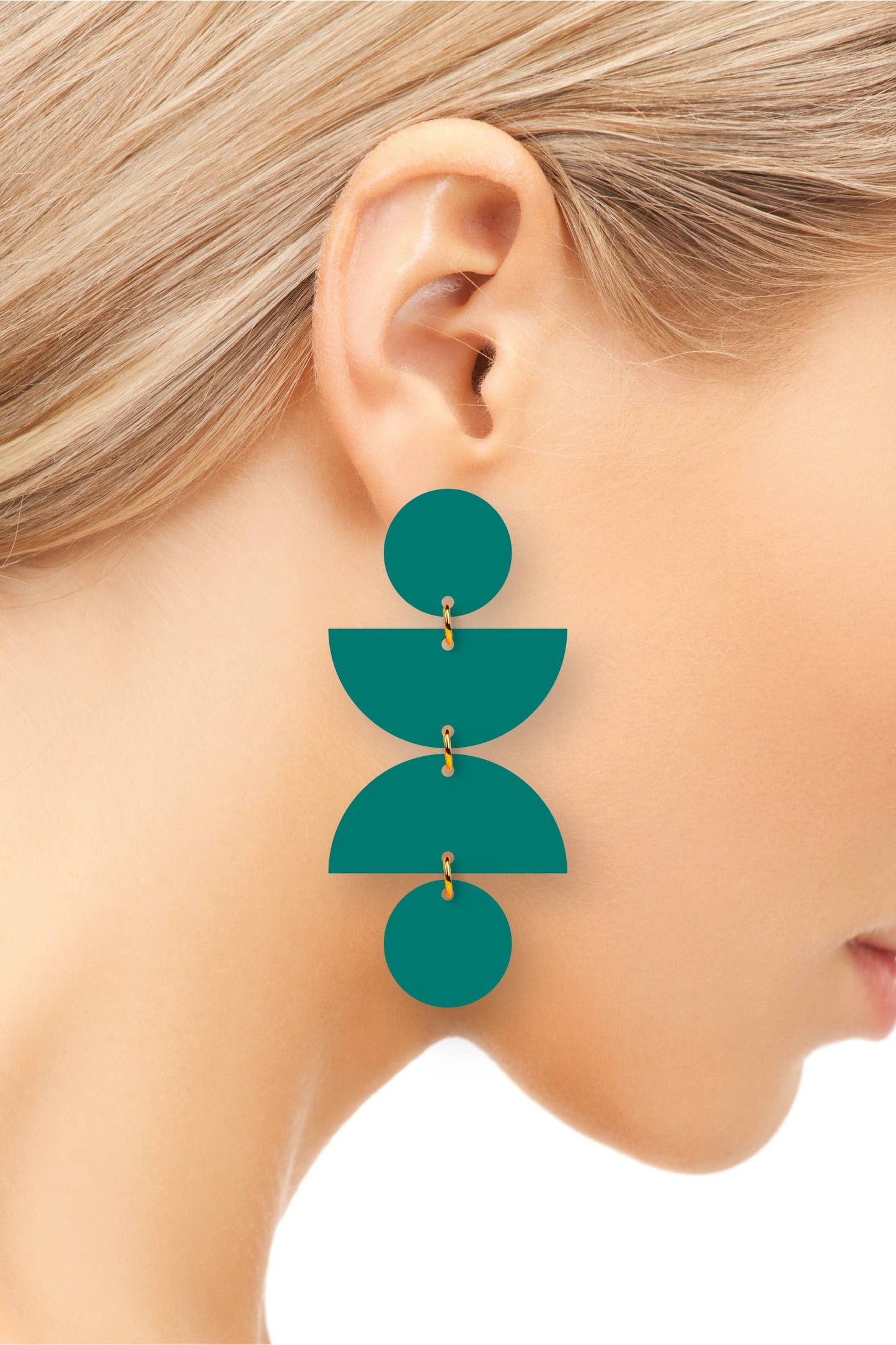 Large Geometric Teal Dangle Earrings | Olivia