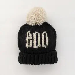 BOO Black Hand Knit Kids Halloween Beanie Hat