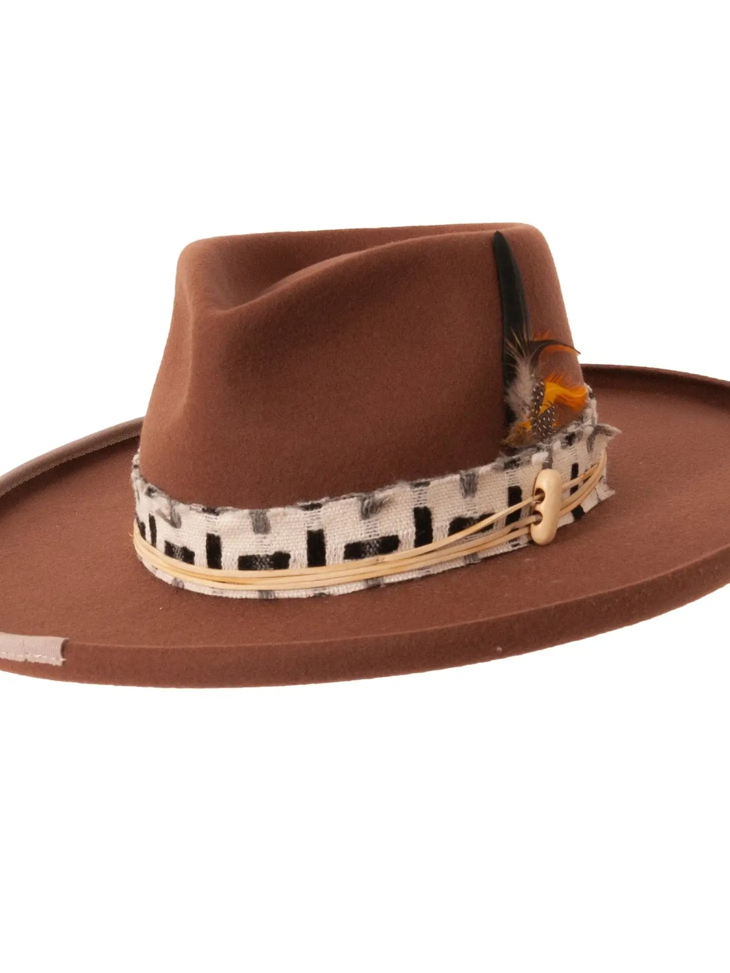 Lounge Pencil Rim Felt Fedora Hat - Brown