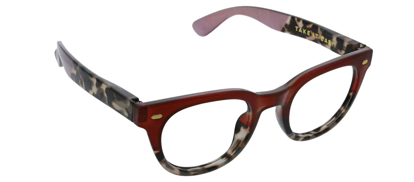 Peepers Take It Easy Blue Light Reading Glasses - Wine/Grey Tortoise