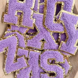 Purple Chenille Patch Alphabet Letters - Iron On