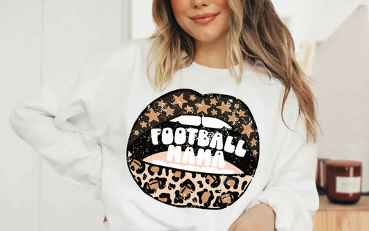 Football Mama Lips Long Sleeve Graphic Tee