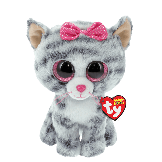 Ty Beanie Boo Kiki Grey Striped Cat