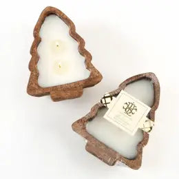 White Christmas Candle Tree Bowl - Small