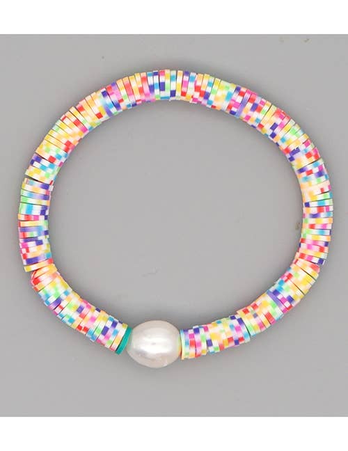 Rainbow Bright Pearl Clay Resin Beaded Bracelet