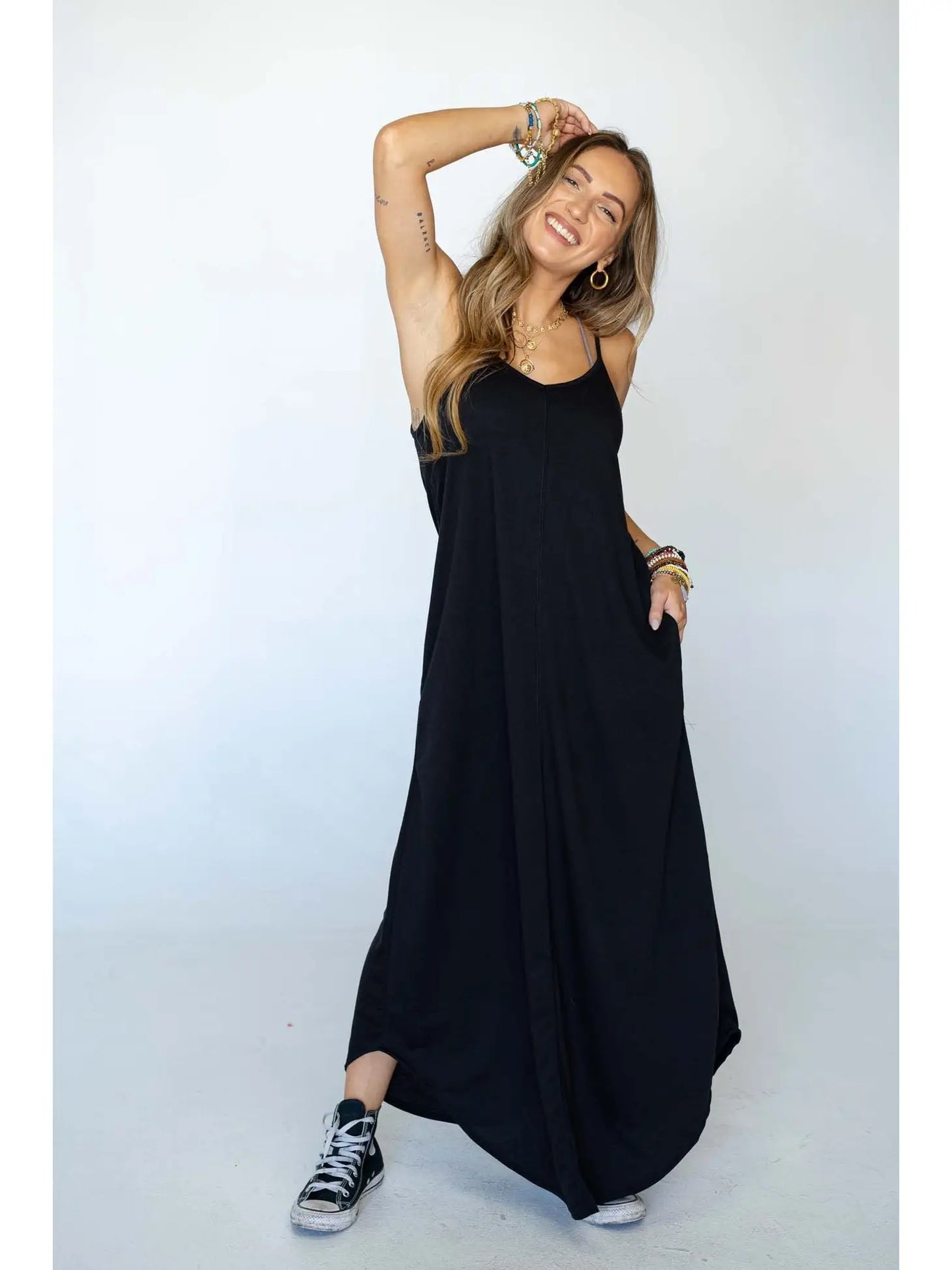 Perfect Round Hem Bralette Maxi Dress - Black
