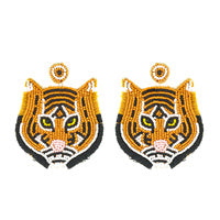 Tiger Head Seed Bead Earrings