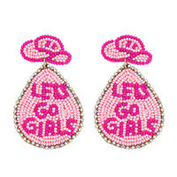 "Let's Go Girls" Cowboy Hat Beaded Earrings