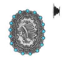 Turquoise Native American Chief Head Phone Grip