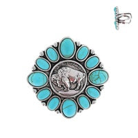 Western Turquoise Buffalo Coin Cuff Ring