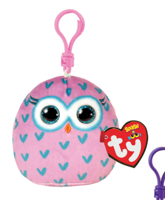 Ty Beanie Winks Owl Mini Squishy Clip