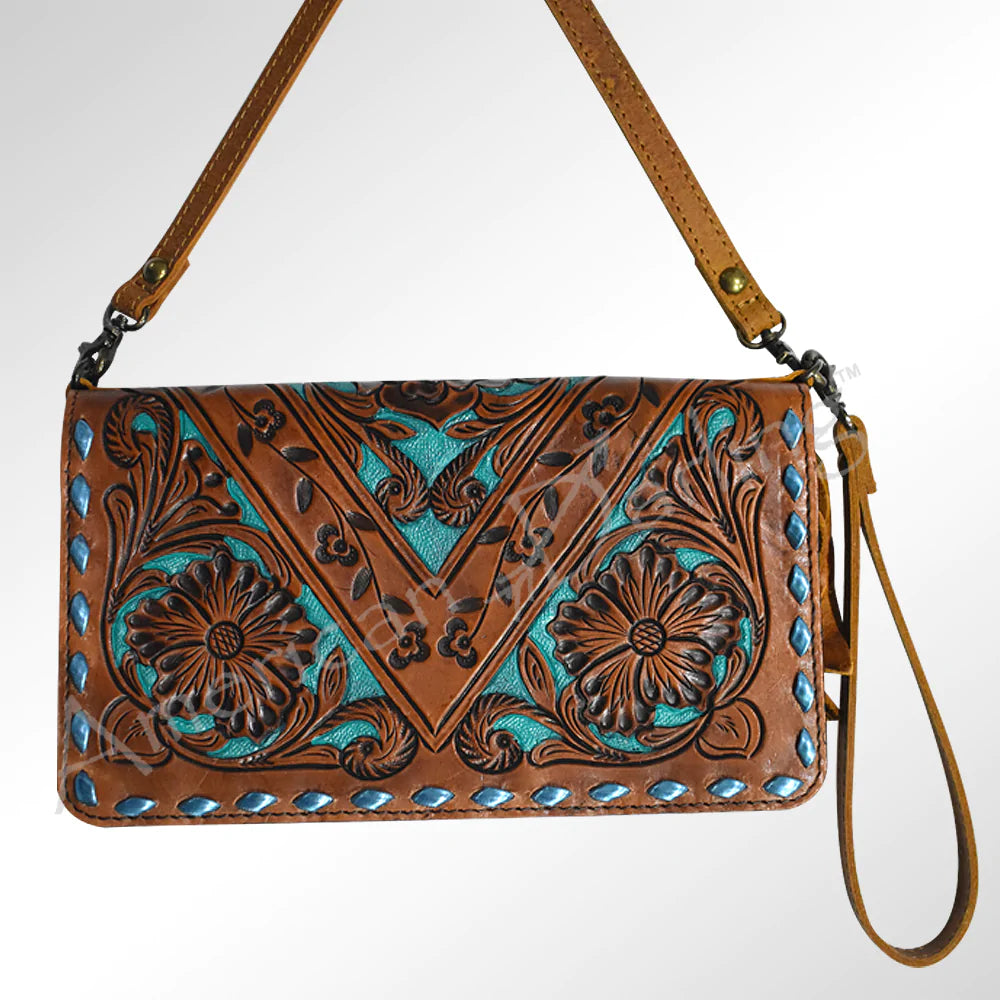 American Darling Turquoise and Leather Crossbody