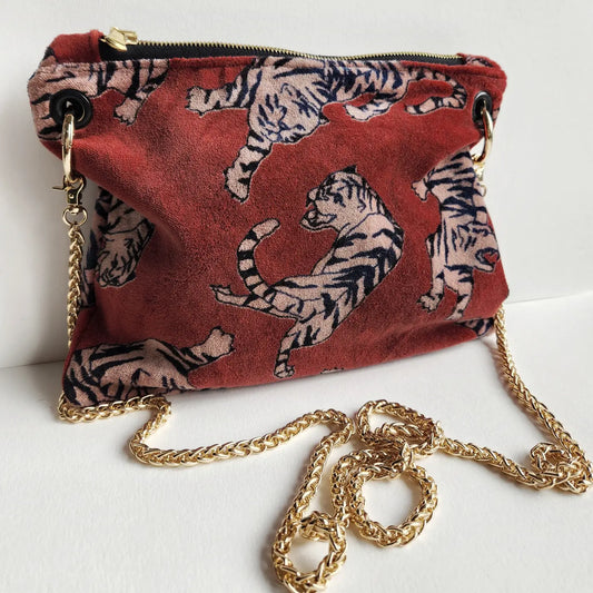 Ruby Velvet Tiger Crossbody Bag