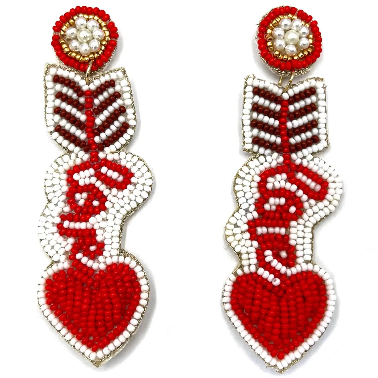 Love Text with Heart Arrow Seed Bead Earrings