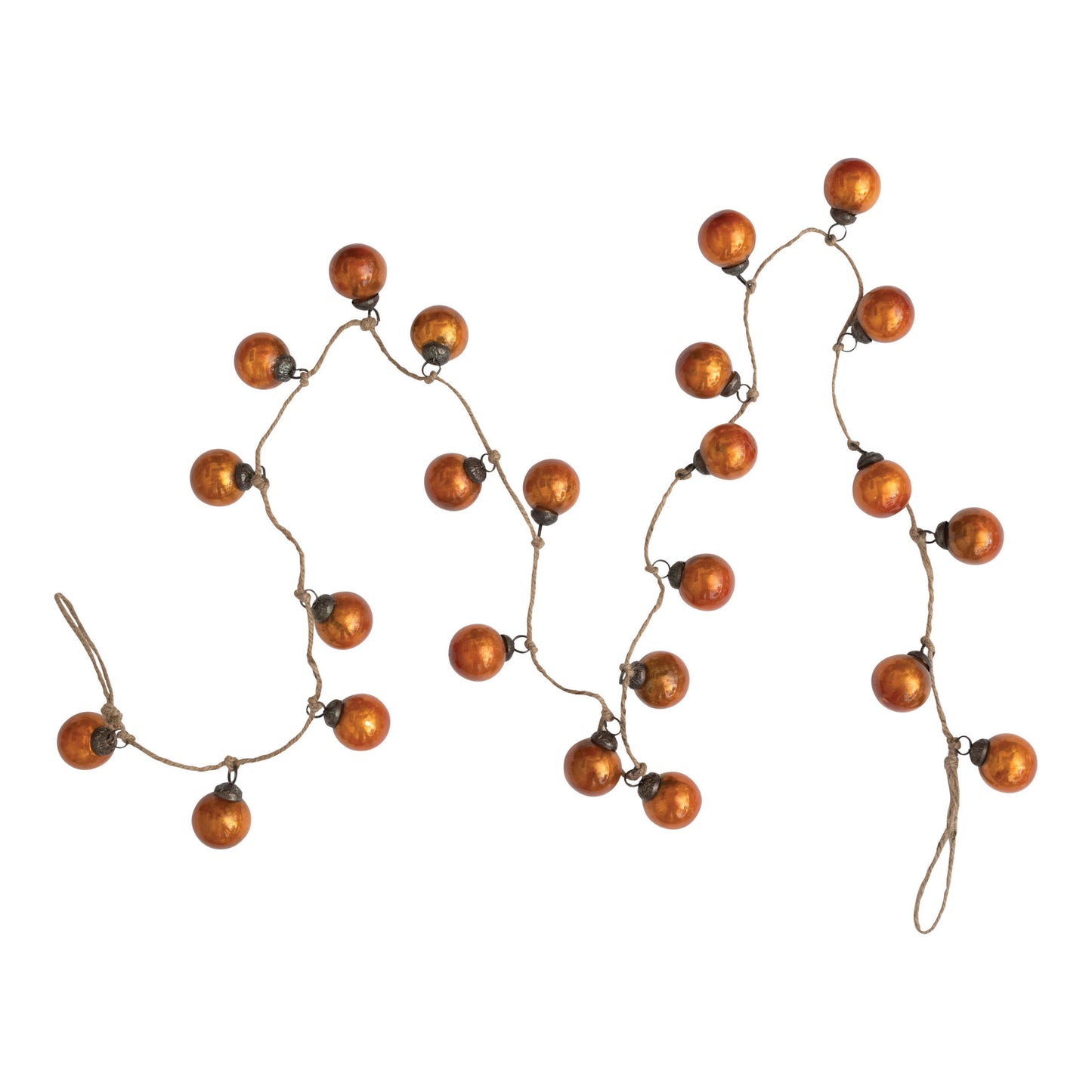 72"L Glass Ball Ornament Garland - Orange