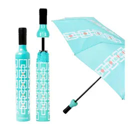 Vintage Turquoise Wine Bottle Umbrella