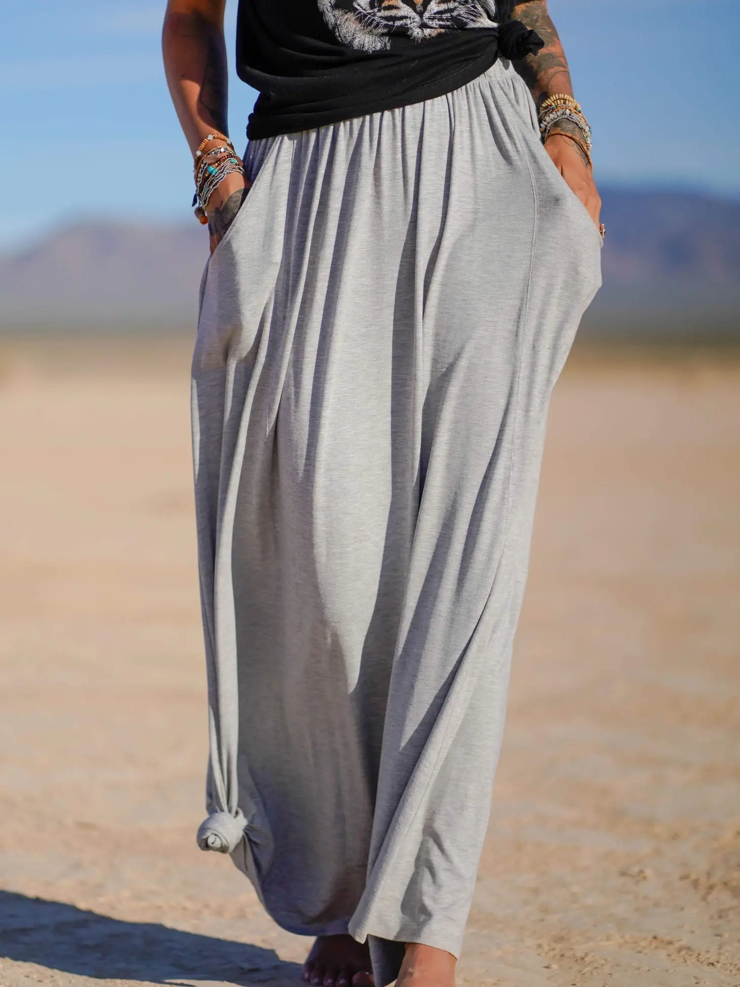 The Perfect Pocketed Maxi Skirt - Heather Gray
