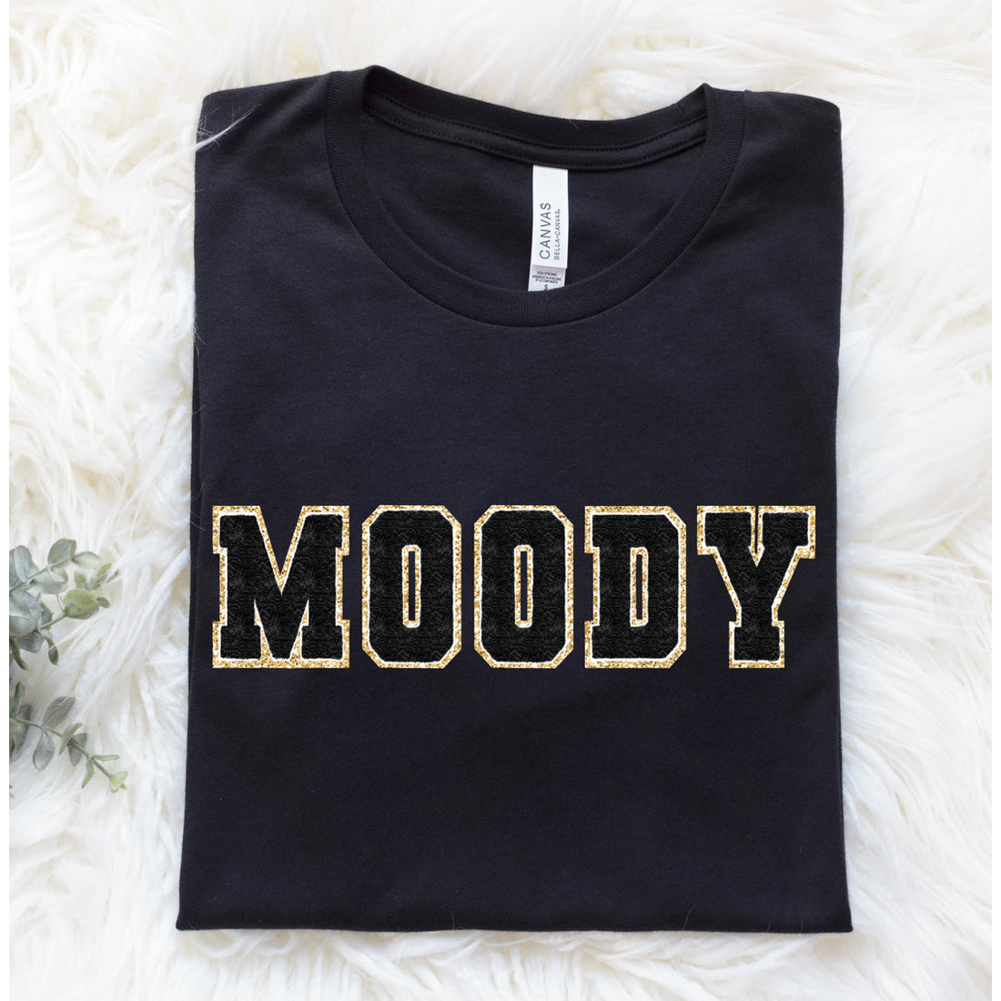 Moody Faux Chenille Letter Graphic Tee