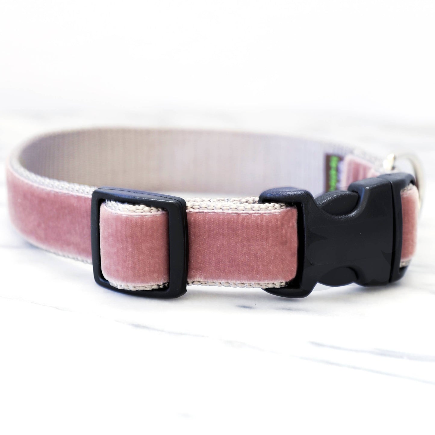 Mauve Pink Velvet Dog Collar – ‘Stella’