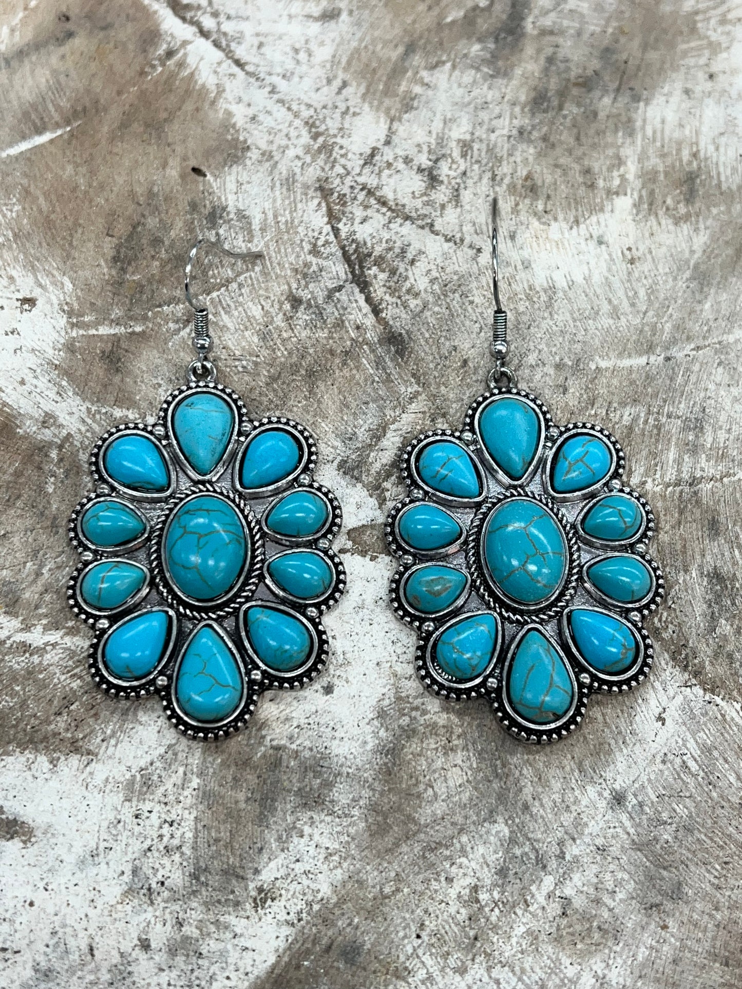 Turquoise Oval Cluster Earrings