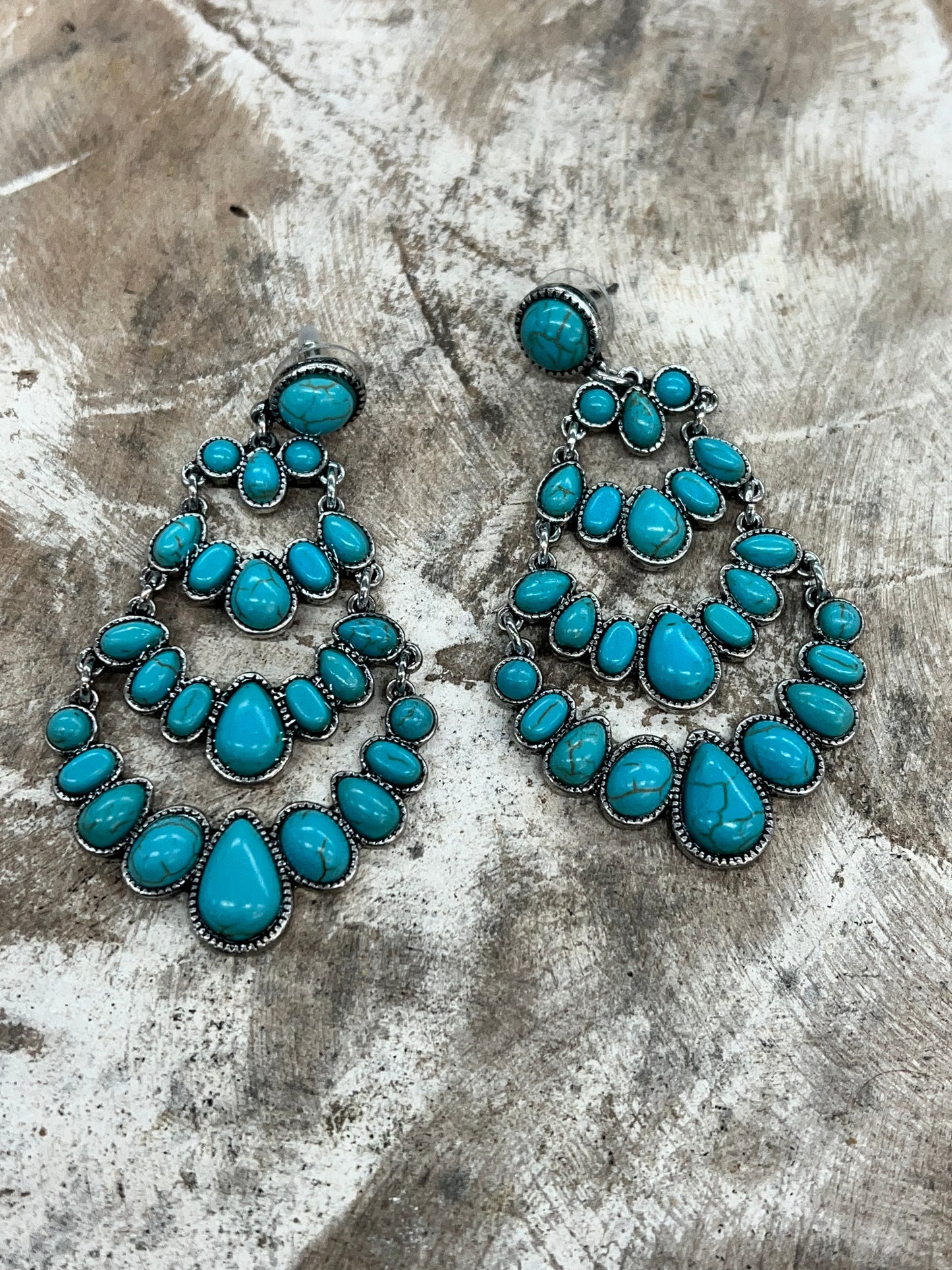 Turquoise Drop Cluster Earrings