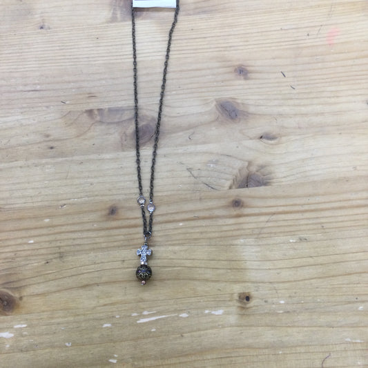 Cross and ball drop necklace