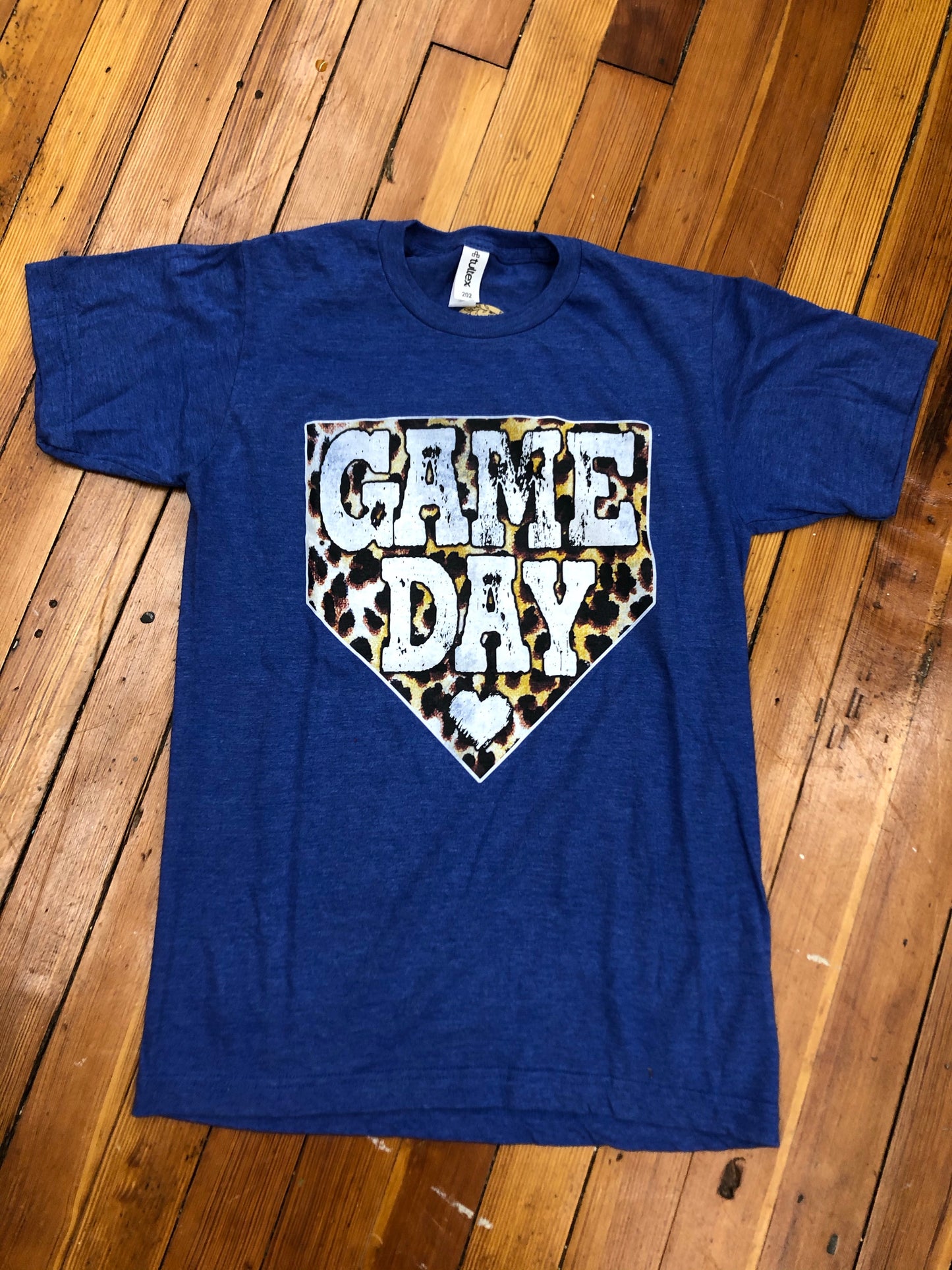 Gameday Baseball Leopard Homeplate Tee - Blue