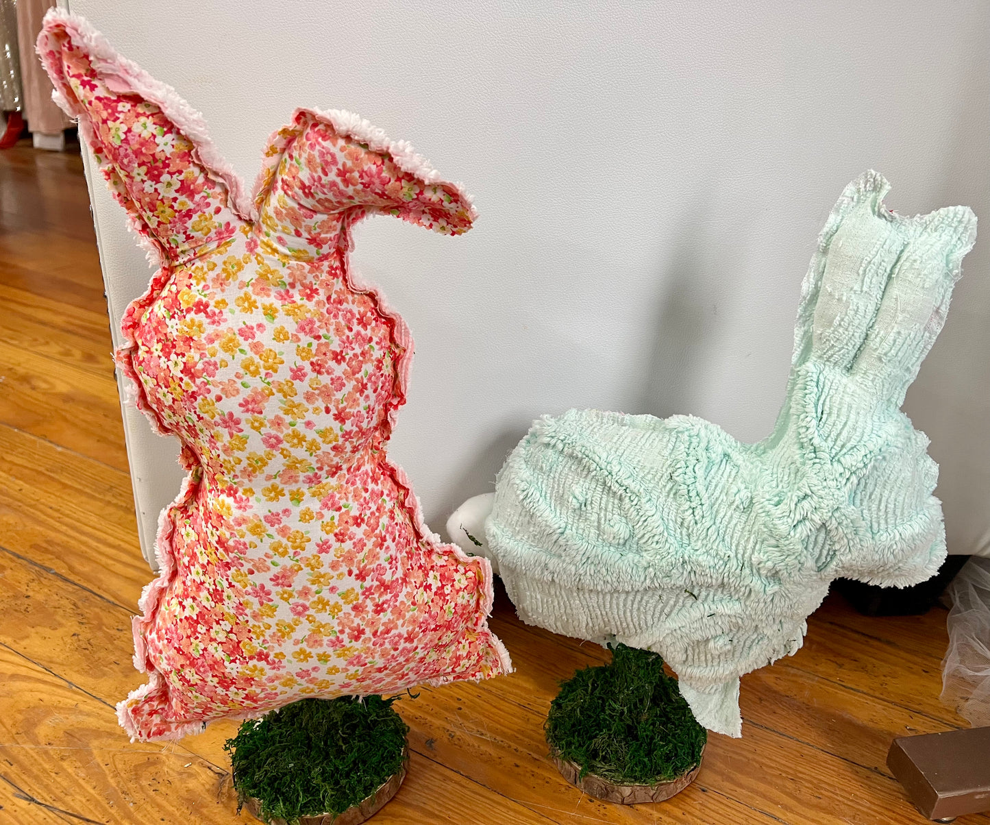 Floral Fabric Bunny on Stand