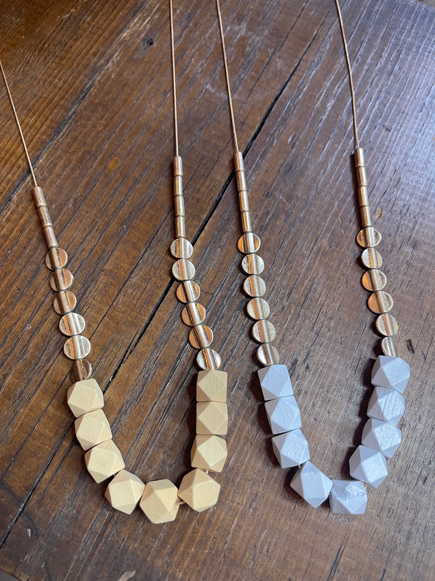Wood and Metal Beaded Necklace