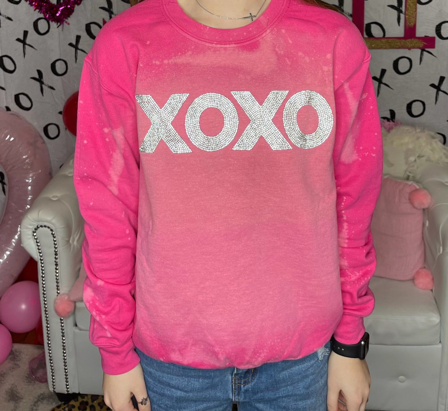 Rhinestone XOXO Pink Sweatshirt