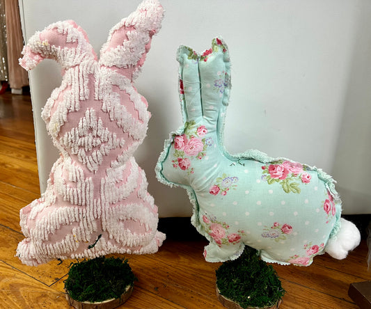 Floral Fabric Bunny on Stand