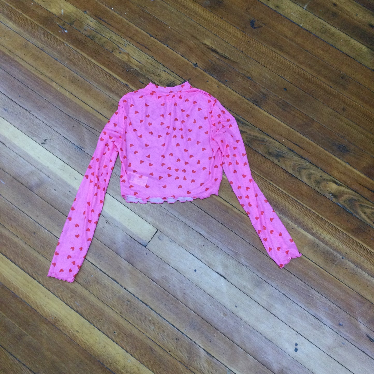 Pink Long Sleeve with Red Hearts