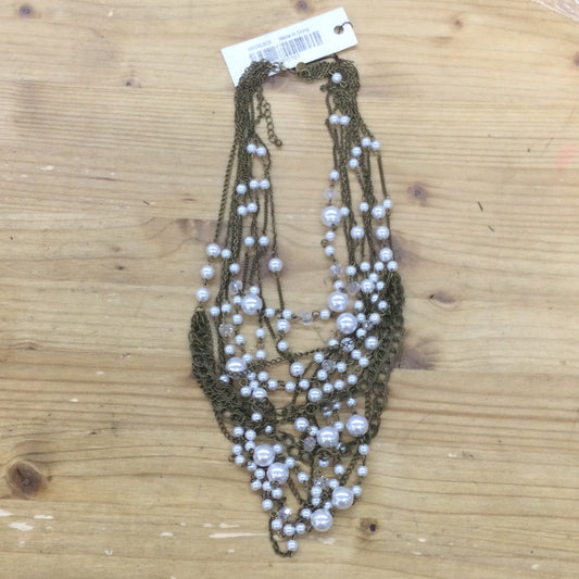 Brass and Pearl Layered Necklace